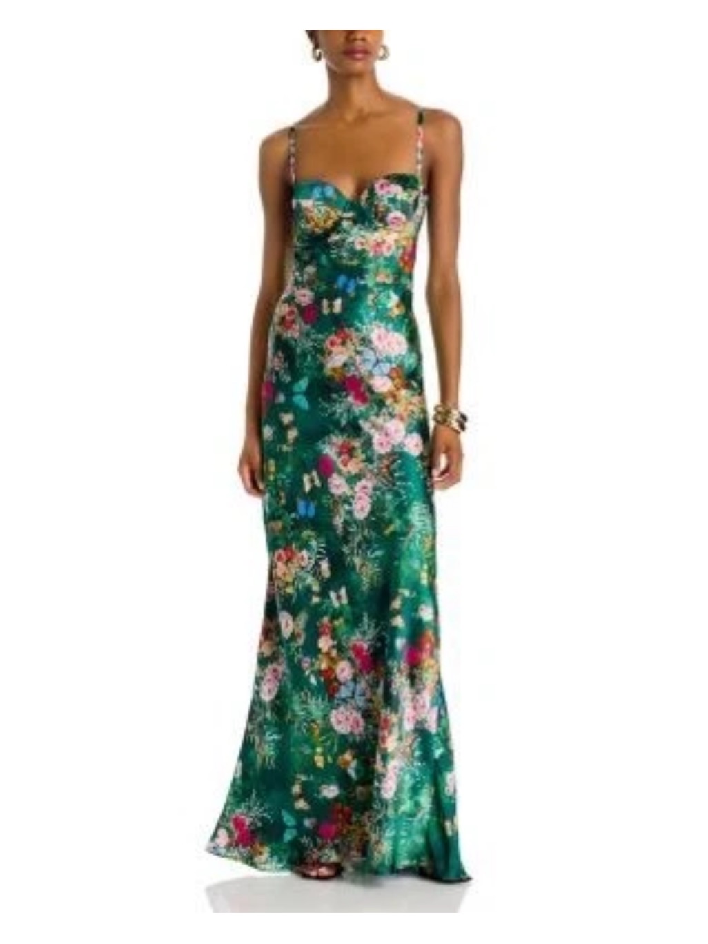 L’agence Sayla Charonda Green Butterfly Silk Slip Dress Gown Nwt $750 Sz8